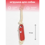 Игрушка Сосиска в Очках на Верёвке для Собак 14 см, 1 шт